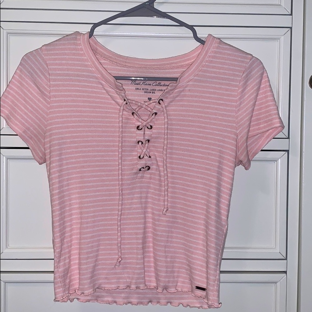 hollister pink striped must have collection top